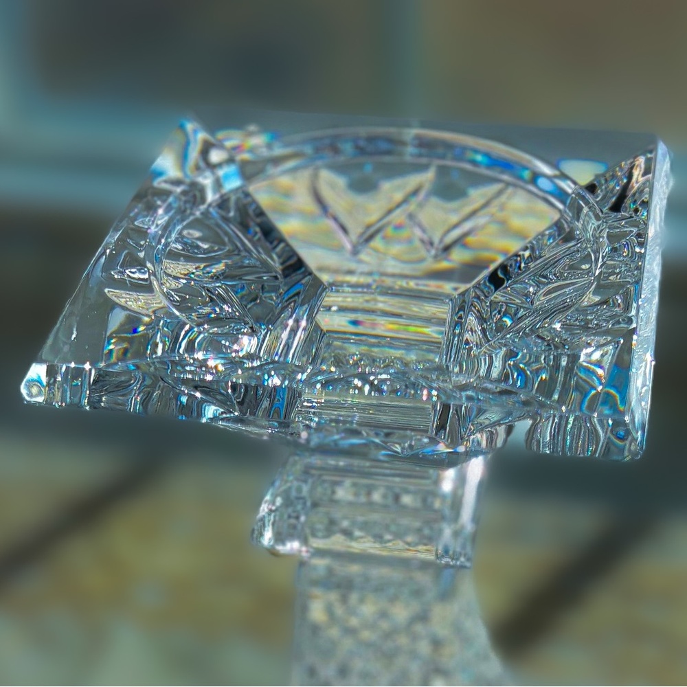 Signed Waterford Crystal Pedestal Candle Holder| Architectural Statement Decor - Picture 4 of 10